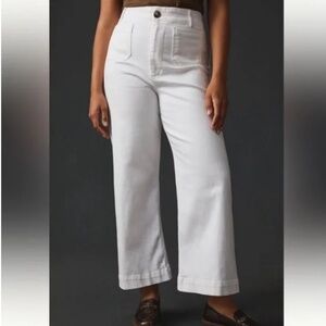 Anthropologie MAEVE The Colette Wide-Leg Crop Jeans White Women's 27 *Flawed*